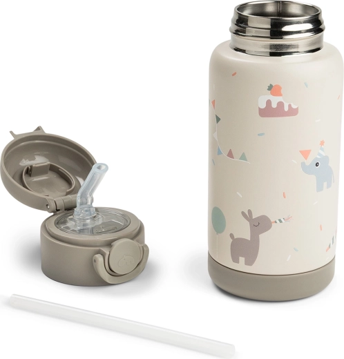 Done by Deer termoflaske med sugerør Celebration sand 340 ml