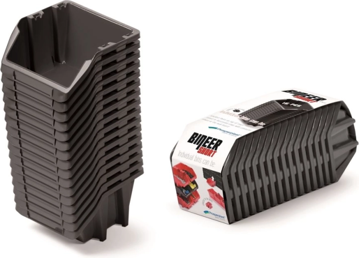 Sæt af opbevaringsbokse 16 stk. Bineer Short, 234 × 77 × 92 mm, sort