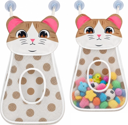 Hængende netorganisator til badelegetøj, kat, beige, 50 cm