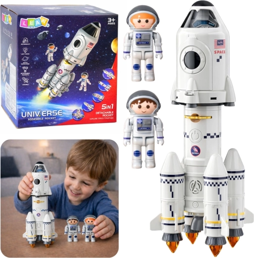 Pædagogisk raket 5 i 1 med astronauter, lys, lyde og projektor