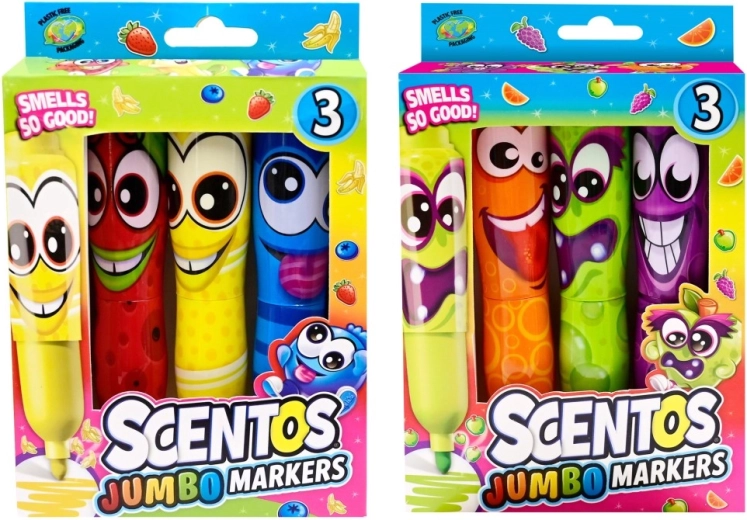 Duftende tuscher Scentos Jumbo Funny Face 3 stk.