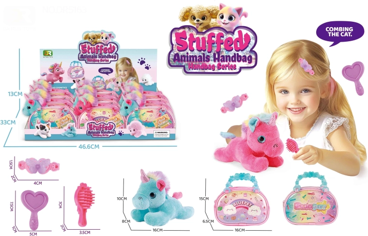 Plysj-unicorn i taske 16 cm – sæt med tilbehør