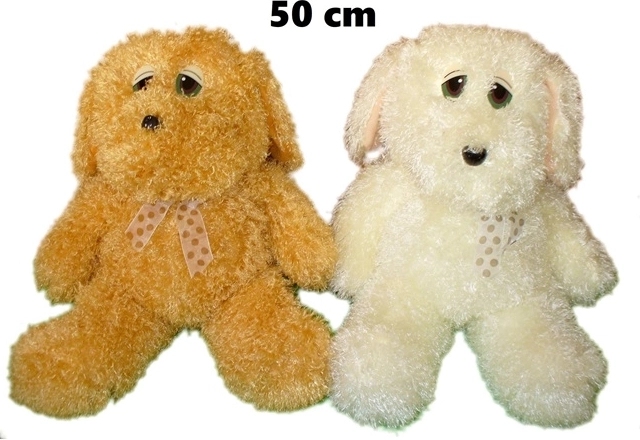 Stor plyshund med sløjfe 55 cm