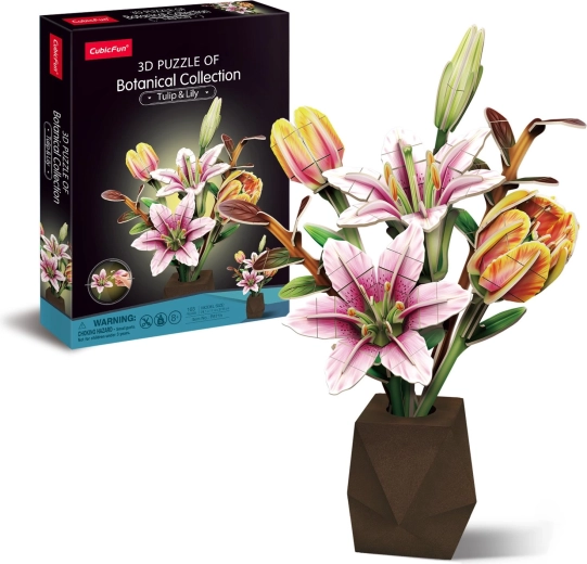 CubicFun 3D-puslespil botanisk kollektion tulipaner og liljer, 103 dele