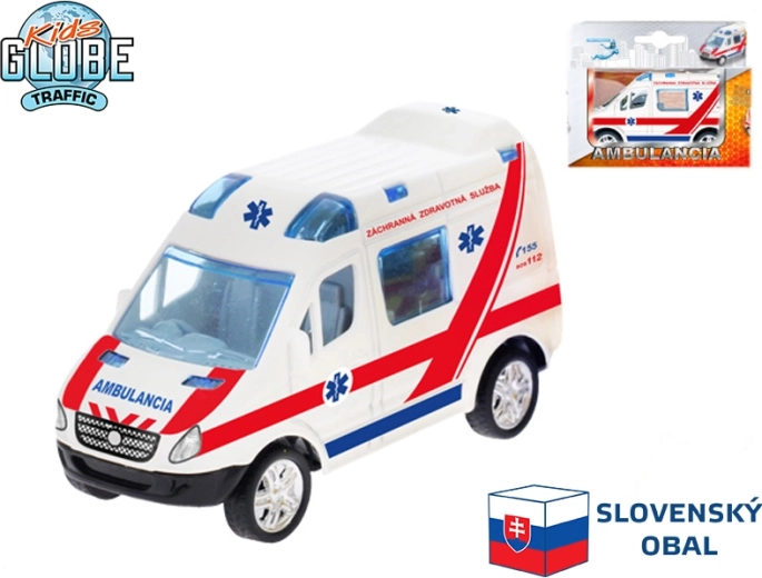 Kids Globe Traffic slovakisk ambulance med pull-back-drev 8 cm