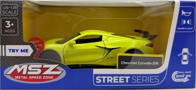 MSZ Chevrolet Corvette C8 med lys og lyd, gul