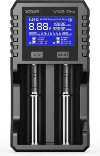 Oplader til genopladelige batterier XTAR VX2 Pro
