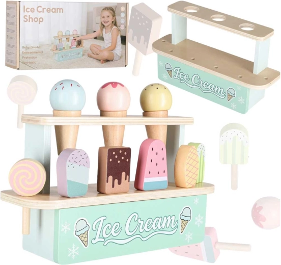 Træ-isbutik til børn – isbod (10 dele)