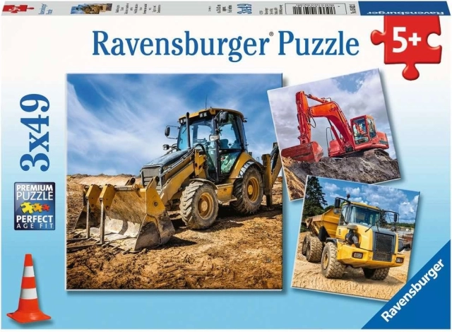 Puslespil RAVENSBURGER Byggemaskiner 3×49 brikker