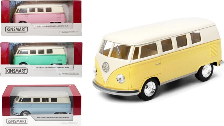 Volkswagen Bus klassisk 1962 1:32 metalmodel PULL-BACK