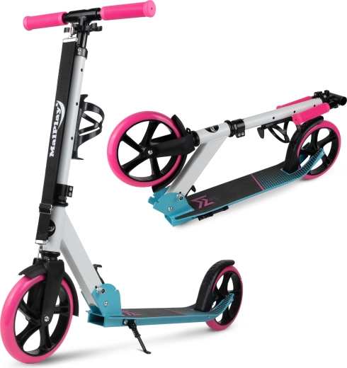 Sammenklappelig løbehjul hvid‑pink‑blå med rem