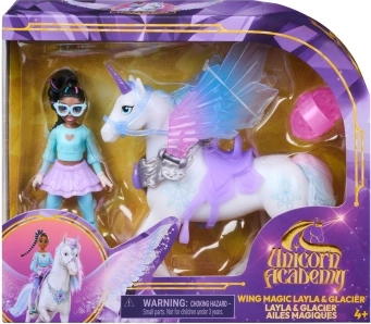 Unicorn Academy Magi med vinger Layla og enhjørningen Glacier med tilbehør