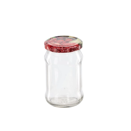 Glas-syltekrukker 320 ml med dekorativt låg, sæt à 12 stk.
