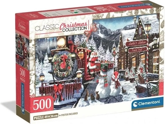 Clementoni Christmas Collection puslespil 500 brikker – togstation