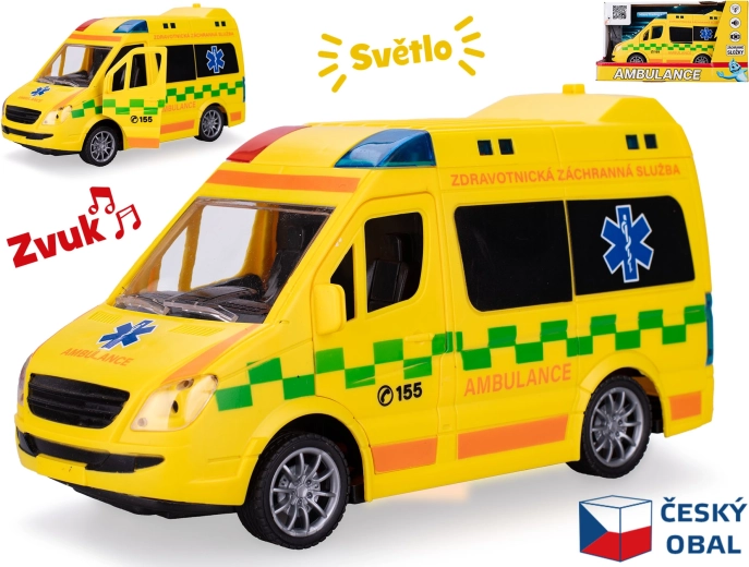 Auto ambulance CZ 1:20 med lys og lyde med friktionsmotor