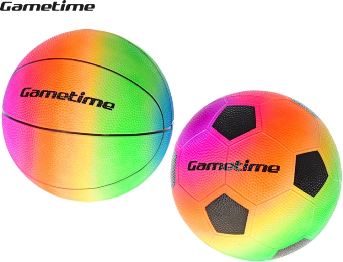 Regnbuebold GAMETIME 23 cm – basketball eller fodbold