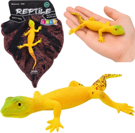 Realistisk gummifigur af gylden gekko 15,5 cm