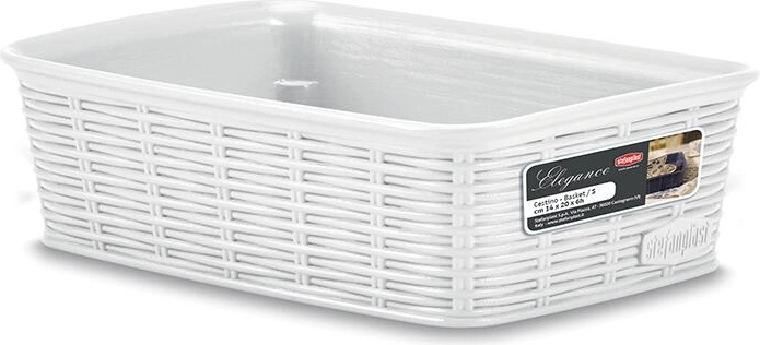 Kurv Elegance 20 × 14 × 6 cm hvid plast