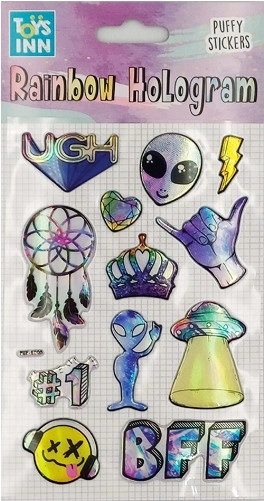 Holografiske Alien-klistermærker med regnbueeffekt