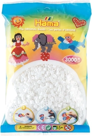 Hama Midi strygeperler hvide 3000 stk. i spand
