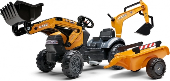Trædetraktor CASE med frontskovl, baggraver og aftagelig trailer FALK Eco Design