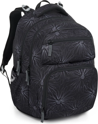 Bagmaster Zipster skoletaske sort med blomster