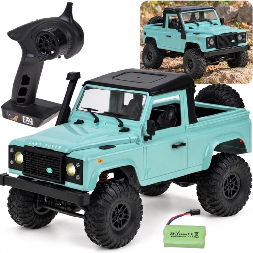 Fjernstyret terrængående bil Land Rover Defender pickup 4x4 1:12