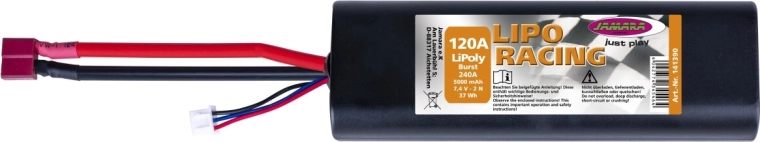 LiPo Racing LiPo-batteri 7,4 V 5000 mAh 37 Wh i et robust hardcase