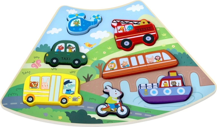 2Kids Toys træindlægspuslespil med transportmidler