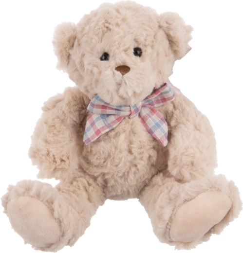 Plysjbamse i beige med sløjfe 20 cm