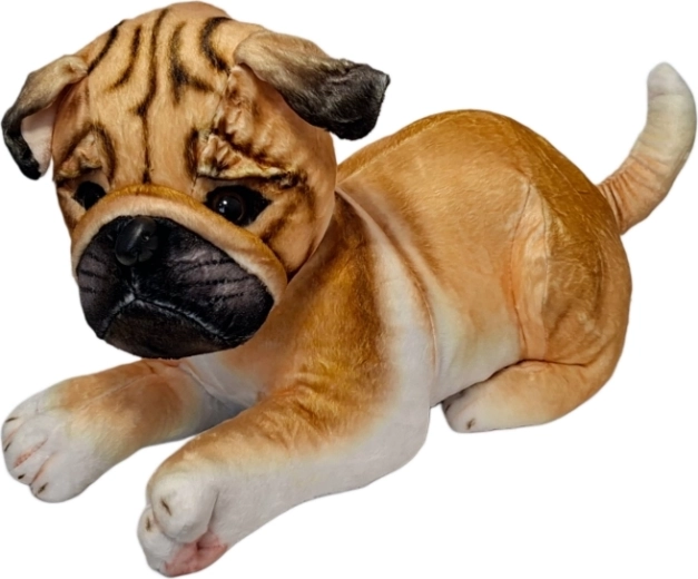 Plyshund mops brun-beige - 1 stk.