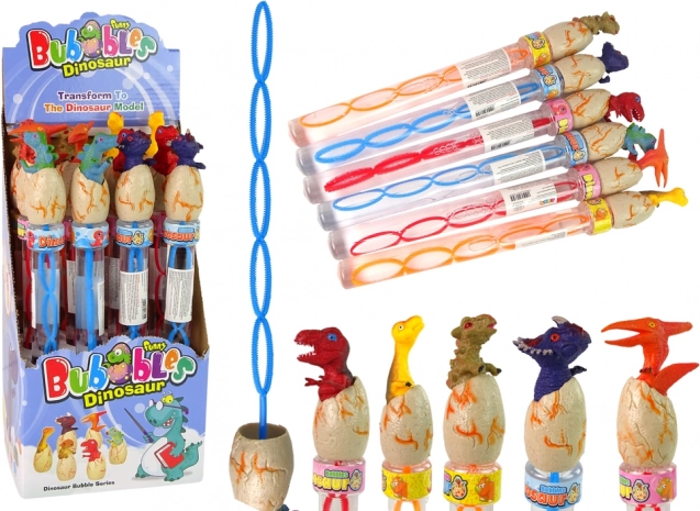 Sæbebobler med dinosaurmotiver 34 cm – forskellige farver