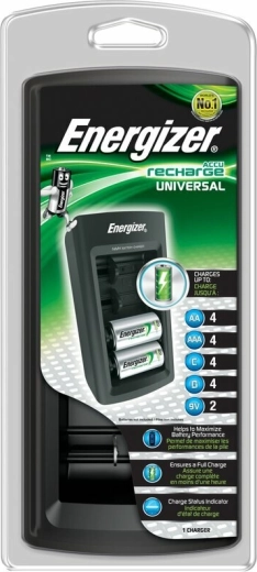 Energizer universel oplader AA, AAA, C, D og 9V