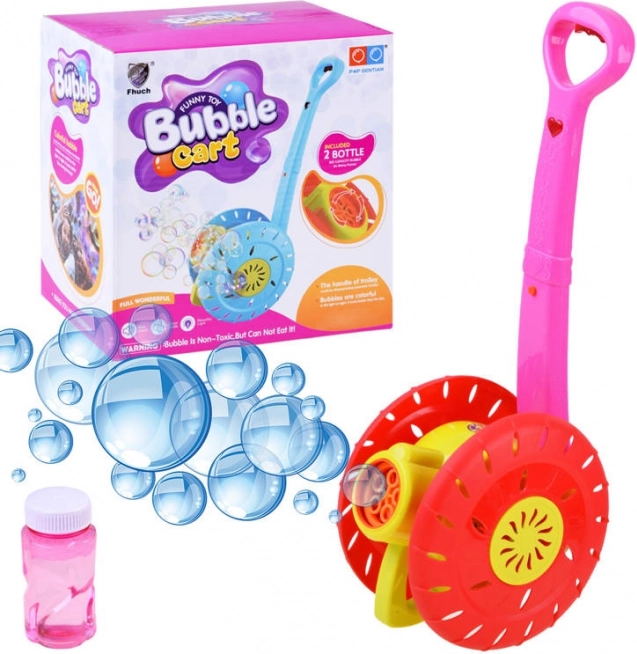 Børne trykkevogn med sæbeboblemaskine