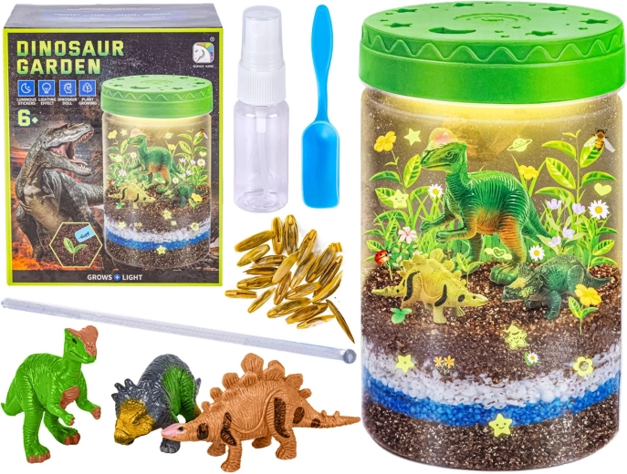 Børneterrarium med dinosaurer med LED-natlys - 1 stk.