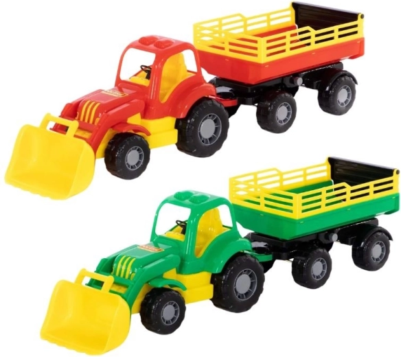 Traktor med frontlæsser og trailer Mighty - 1 stk.