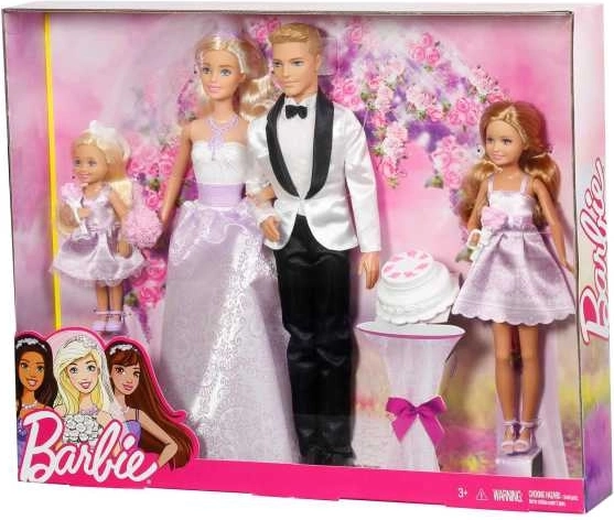 Barbie bryllupssæt med dukker (4 stk.)