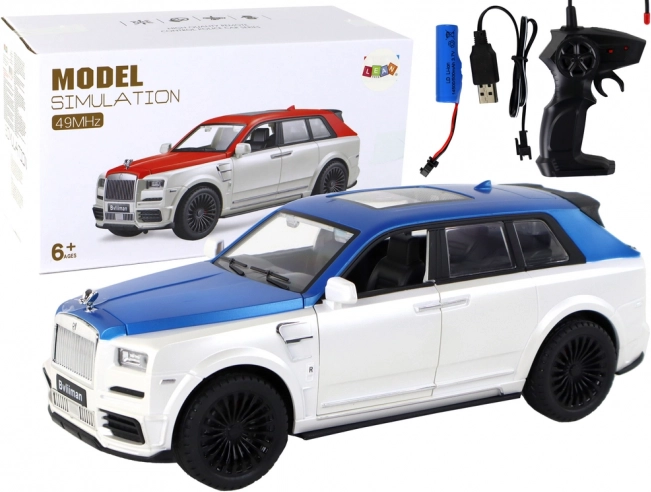 RC-bil 1:20 hvid-blå med fjernbetjening BVLIIMAN