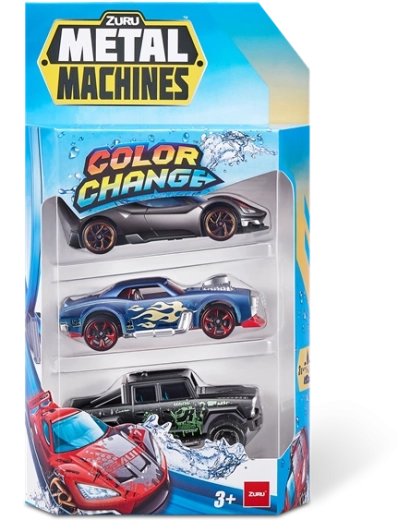 Metal Machines sæt med farveskiftende biler, 3 stk.