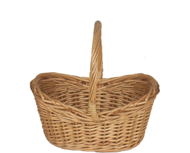 Naturlig fletkurv med hank, oval 24 × 17 × 11/21 cm