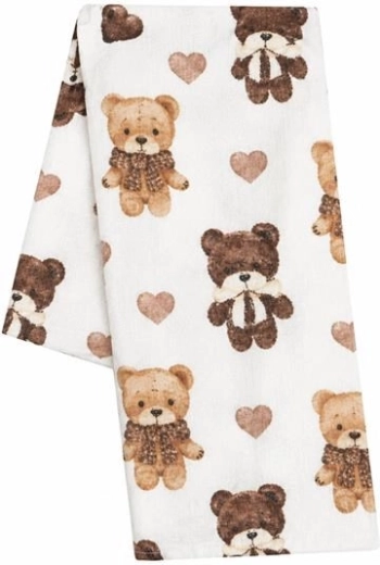 Bomuldsble med print New Baby bamser med hjerte