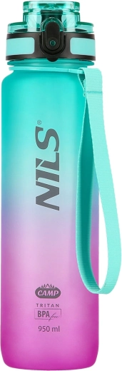 Tritan-vandflaske NILS Camp 950 ml med si – grøn‑pink