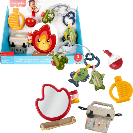 Fisher-Price gavesæt med sanselegetøj til baby – Biwak Malucha (camping) – 7 dele