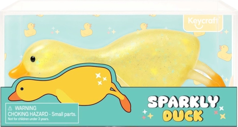 Strækbar og krammevenlig glitrende and – antistress gel-legetøj