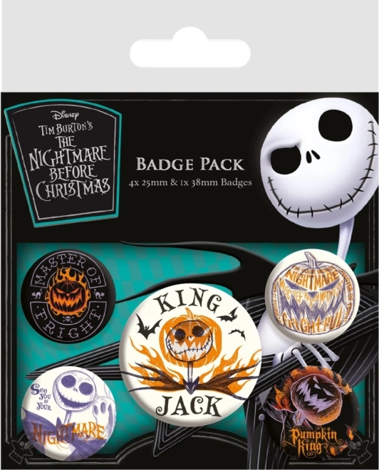 Sæt badges NIGHTMARE BEFORE CHRISTMAS – 5 stk. (2,5–3,5 cm)