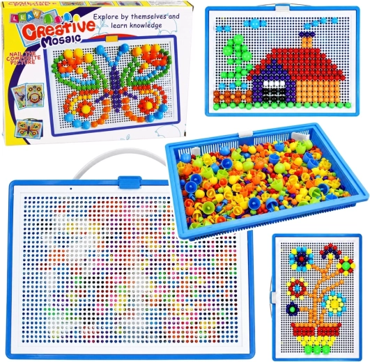 Kreativ mosaik med farvede pinde i kuffert (ca. 300 dele)
