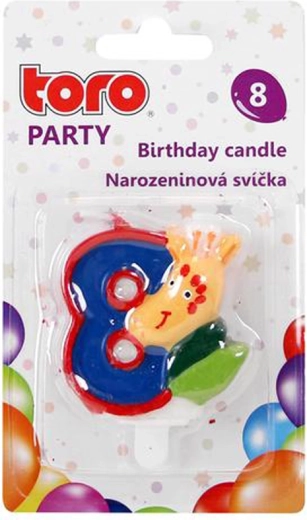 Kagelys tal 8 med giraf, stiklys, 5 cm