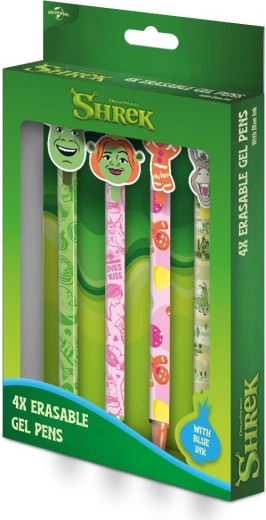 Shrek-sæt med viskelæder-gelpenne, 4 stk.