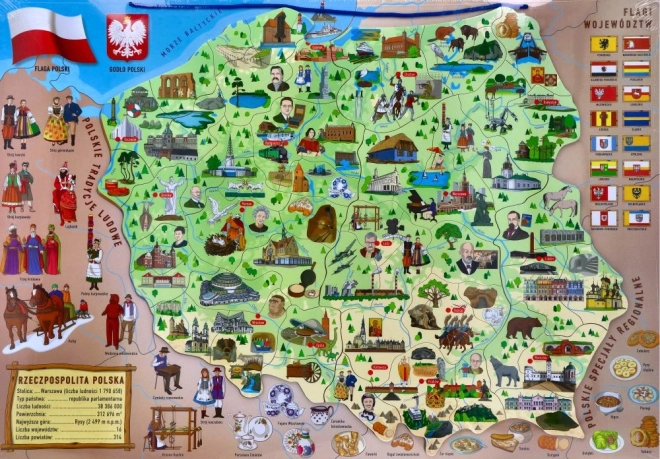 Magnetisk kort over Polen 3 i 1