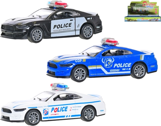 Metal politibil 1:36 med pull-back, 11 cm